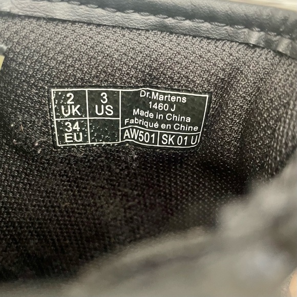 Dr Martens 1460 Patent Leather Lace Up Black Boots 8 Eyelets Zip, Junior Size 2 - Picture 6 of 6